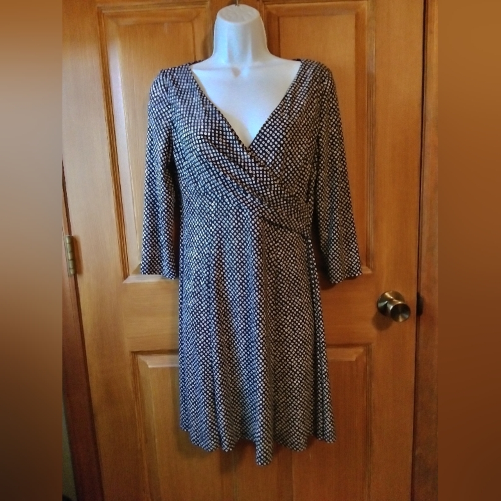 Chaps black and white print dress